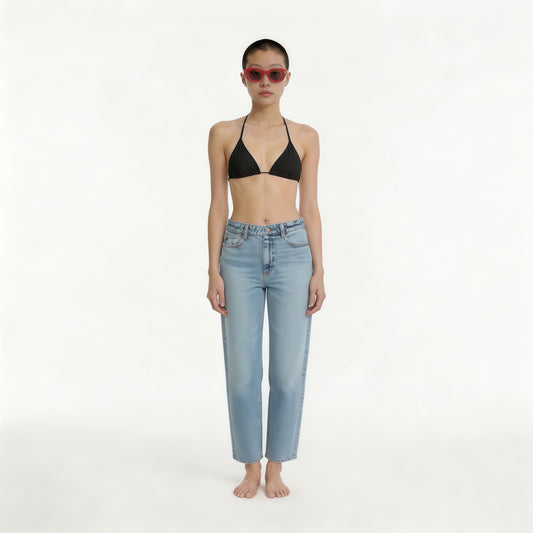 CROP SEMI WIDE DENIM PANTS